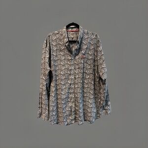 Cinch‎ Men's Western Black Floral Modern Print Button Down Shirt Size XL Rodeo